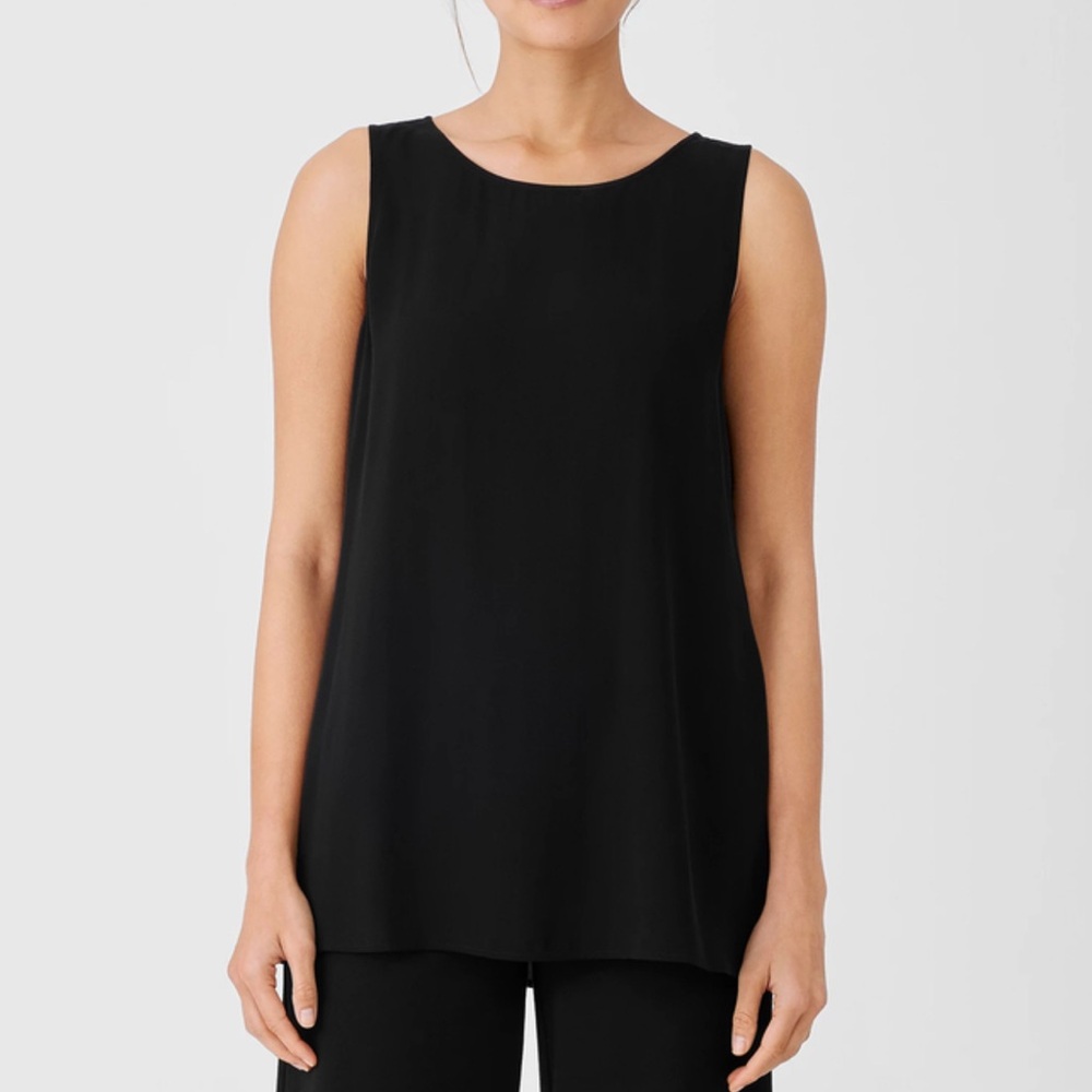 Eileen Fisher Black Silk Sleeveless Women's Top, Capsule Wardrobe Staple